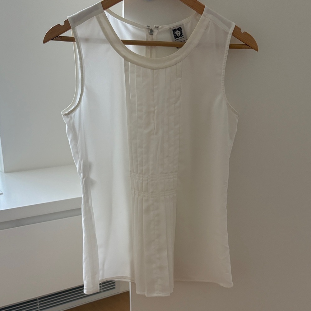 Anne Klein Ivory Sleeveless Tank Top